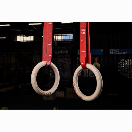 Купить Кольца гимнастические 32 мм красные стропы в Короче 